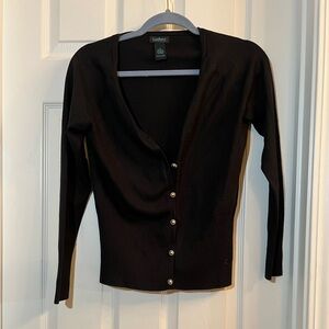 👗Classic Women's Black Lindsay pearl button Sweater size medium
